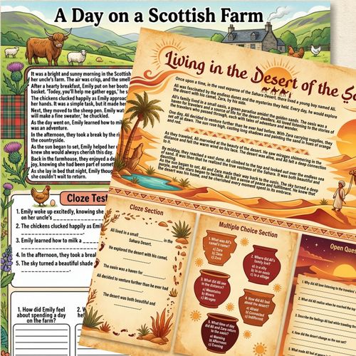 Finished worksheets — A Day on a Scottish Farm and Living in the Desert